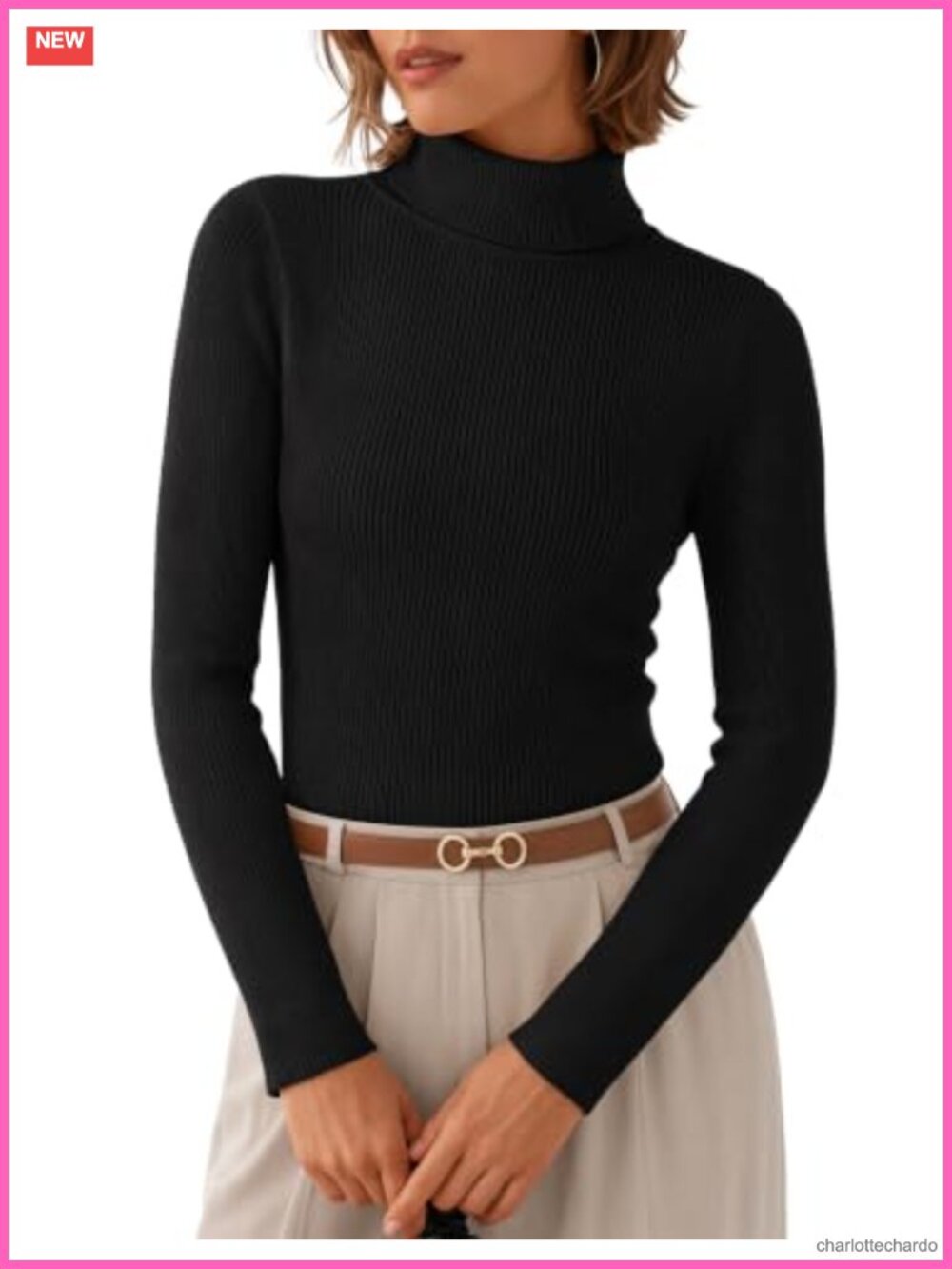 ZESICA Turtleneck Sweater - Women's Long Sleeve Knit Pullover - Fashion Fitted